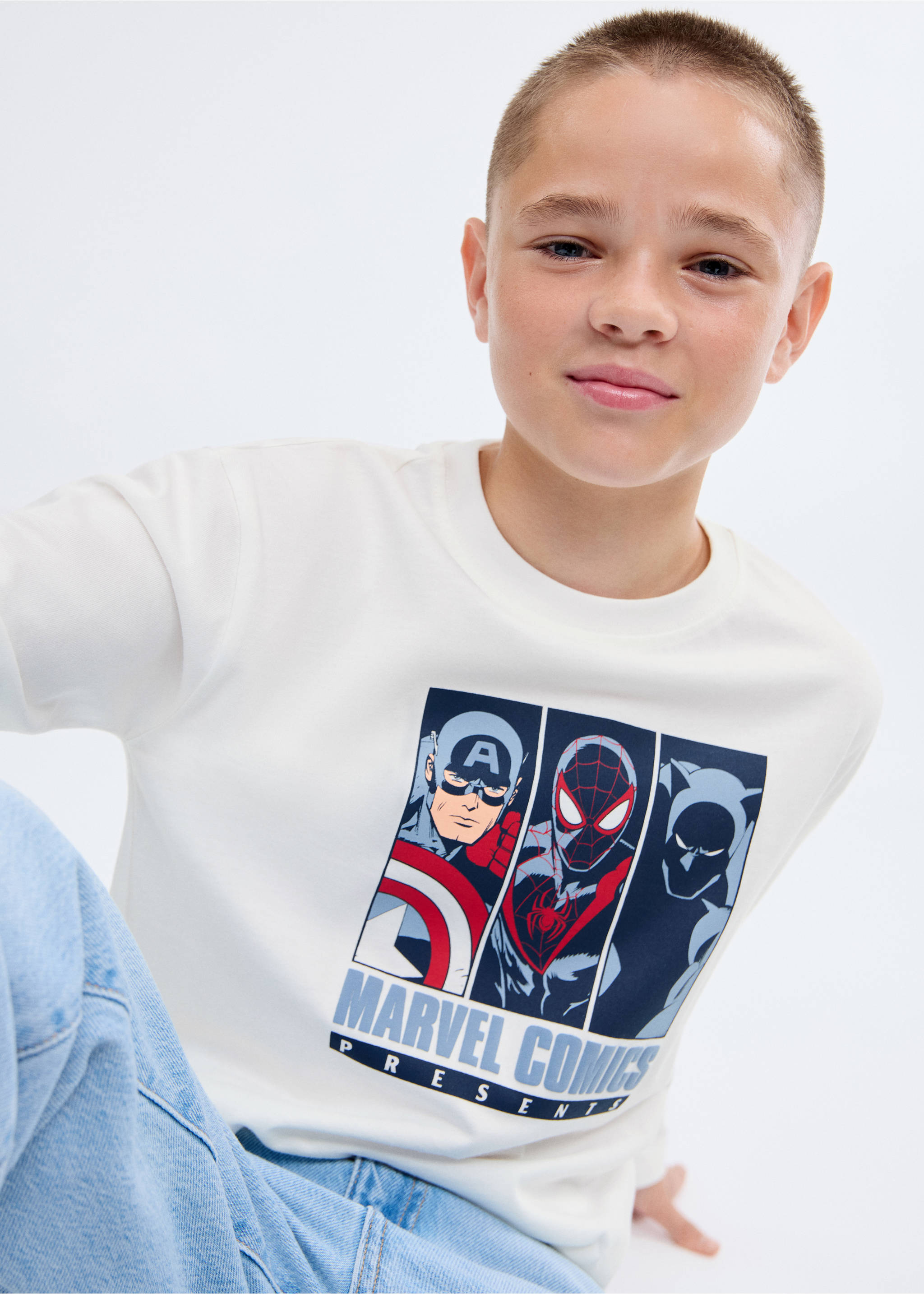 漫威印花T恤 - null, 灰白. Ref: 17044437-00.
