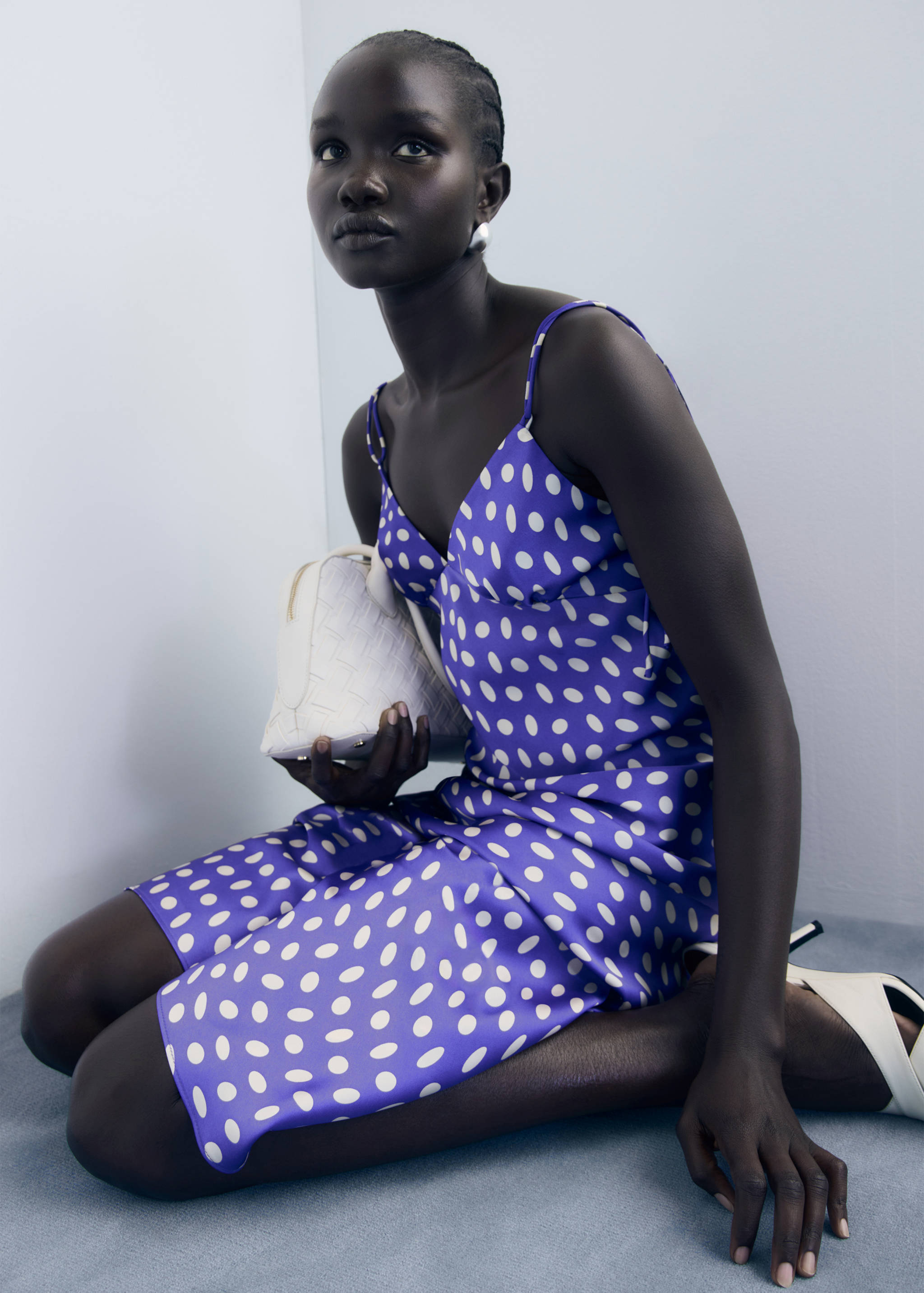 Polka-dot satin-finish dress - Details of the article 2