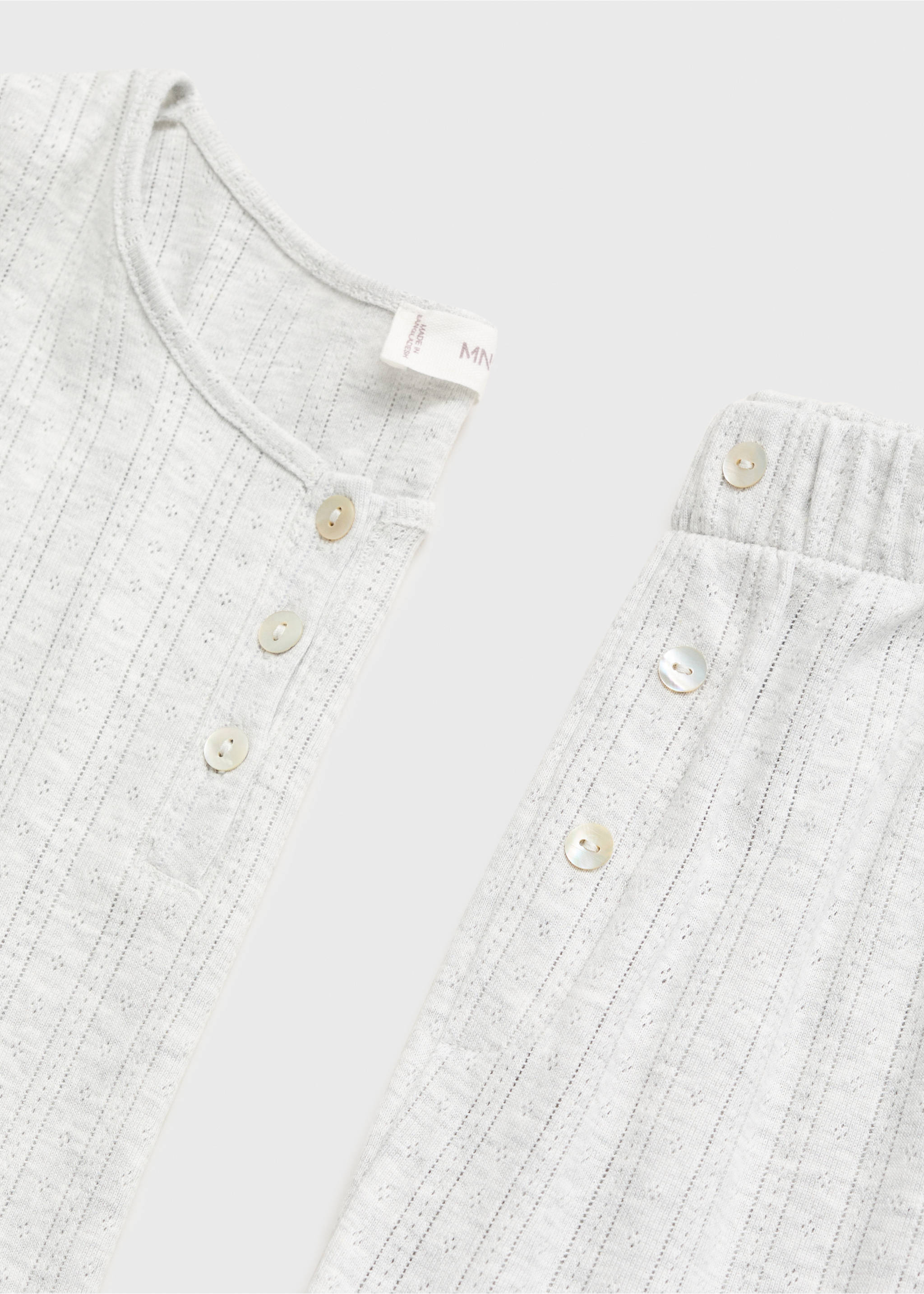 Комплект длинная пижама - Деталь изделия 8, Меланжевый светло-серый. Ref: 17044774-00.