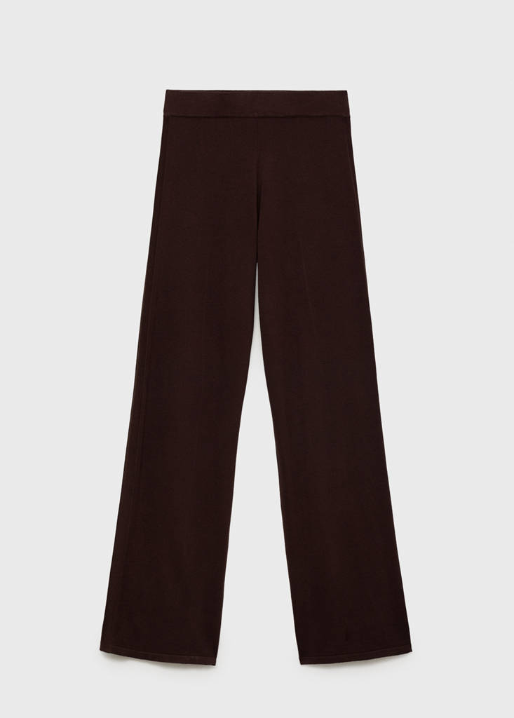 Fine-knit wide leg trousers — Chocolate
