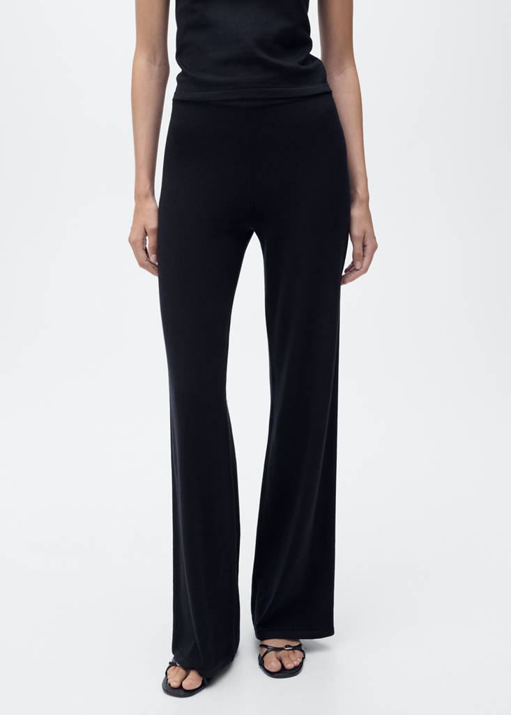 Fine-knit wide leg trousers — Dark Navy