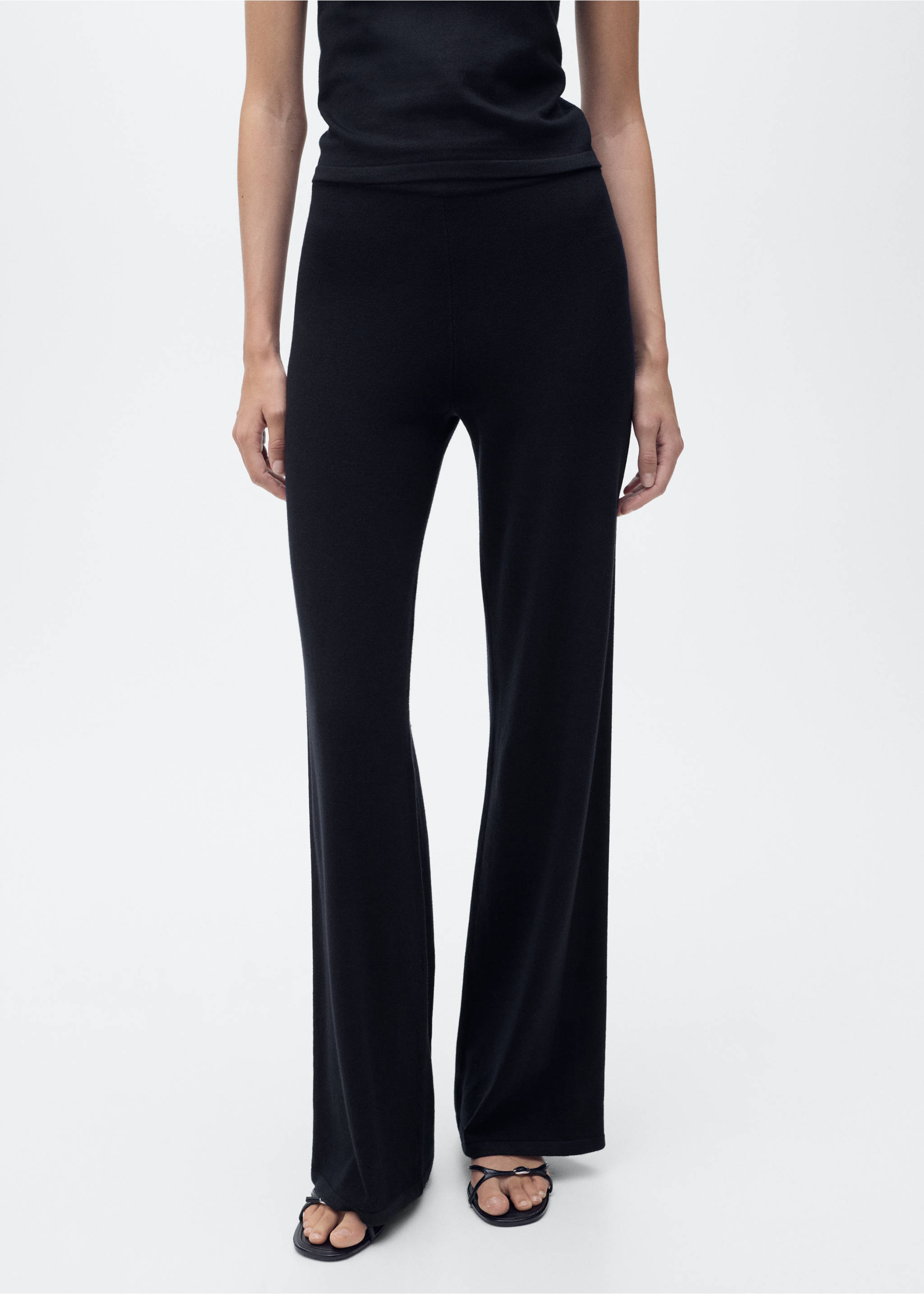 Fine-knit wide leg trousers - Medium plane, Dark Navy. Ref: 17044776-00.
