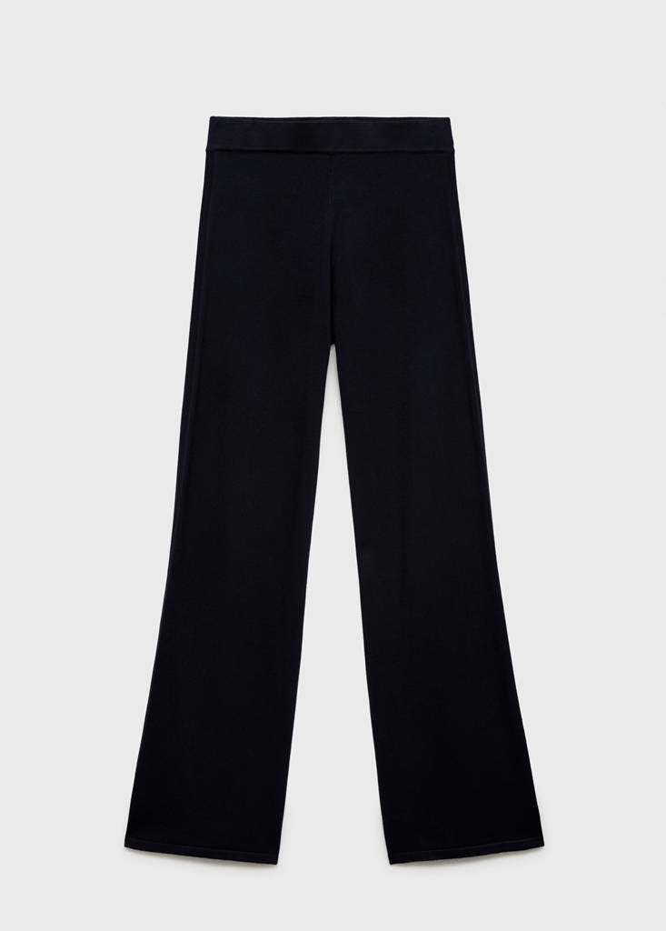 Fine-knit wide leg trousers — Dark Navy