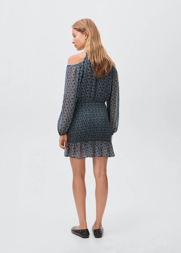 Floral dress with cut-out — Petrol Blue