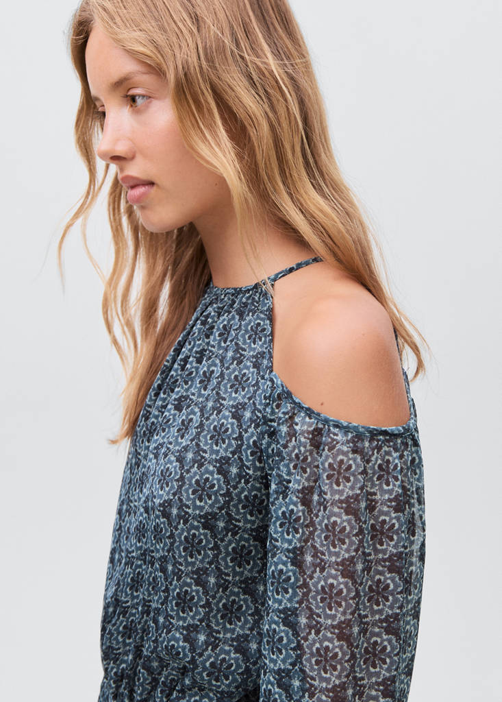 Floral dress with cut-out — Petrol Blue