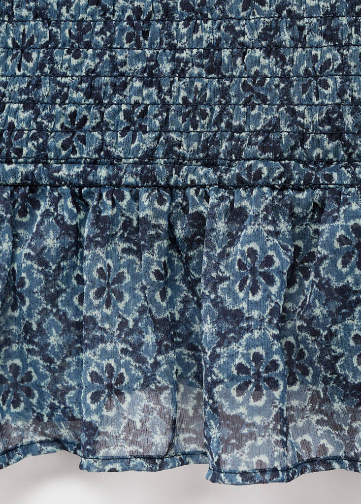 Floral dress with cut-out — Petrol Blue