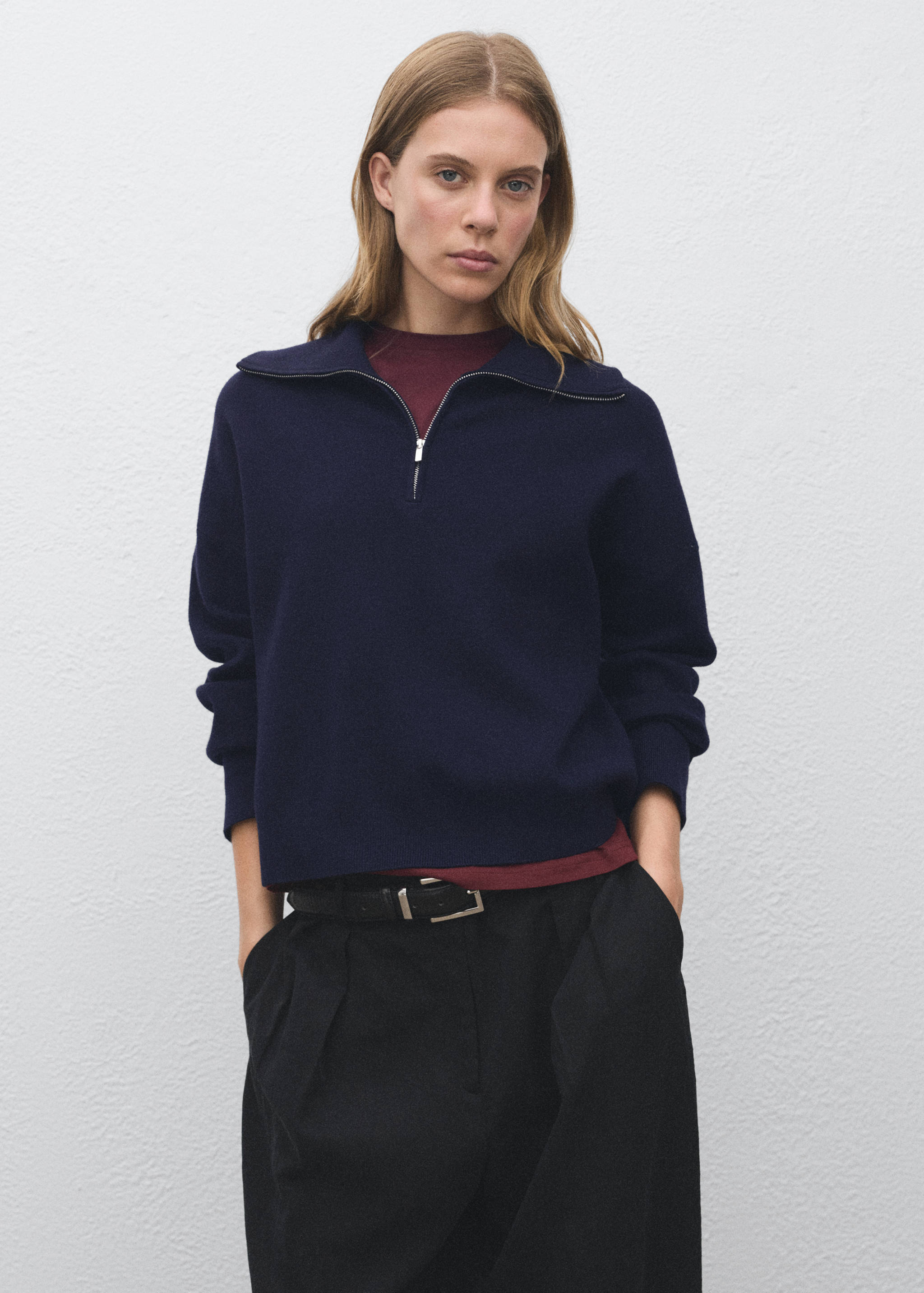 Pullover maglia collo zip - Piano medio