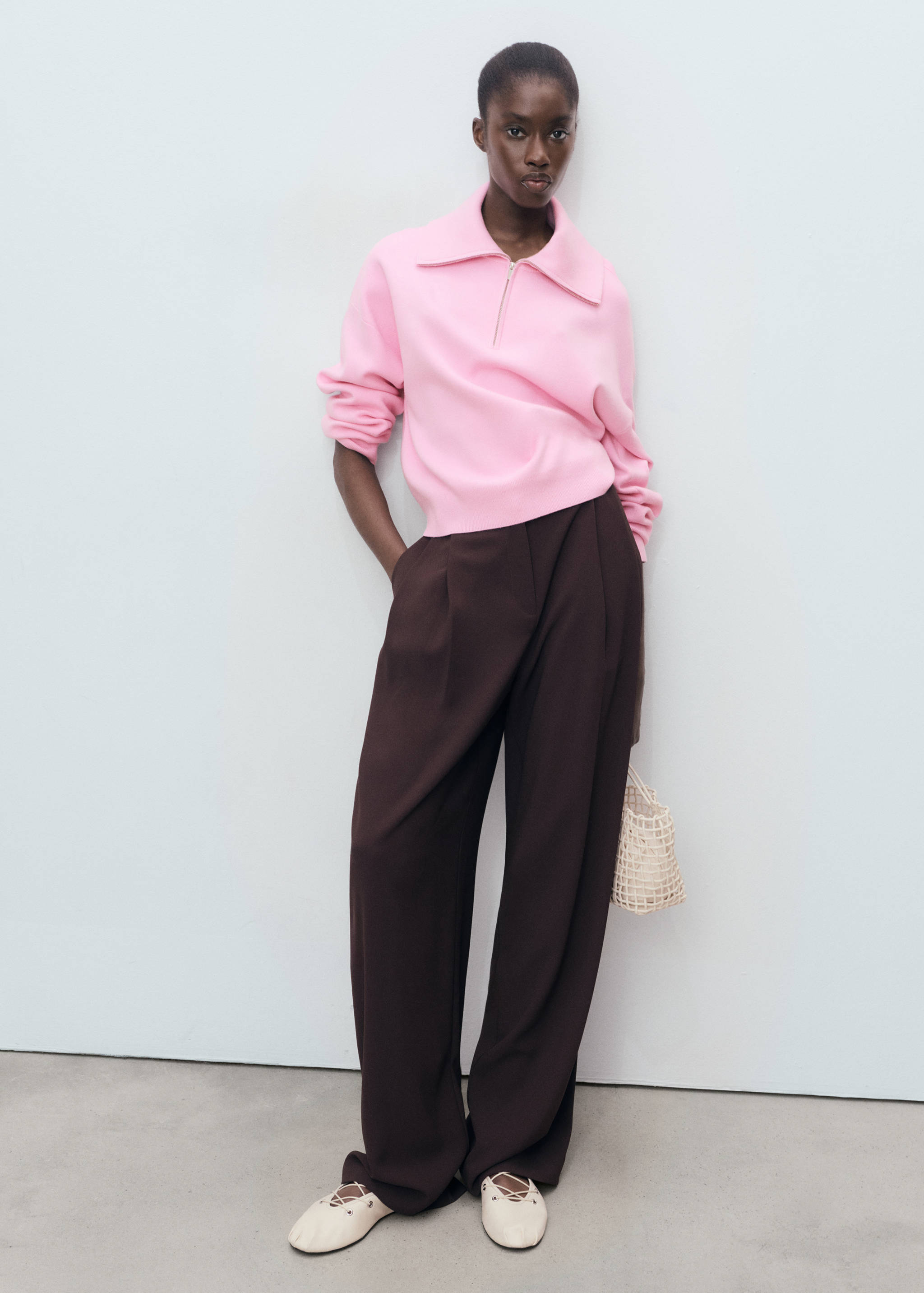 Strickpullover mit Reißverschluss am Kragen - Allgemeine Ansicht