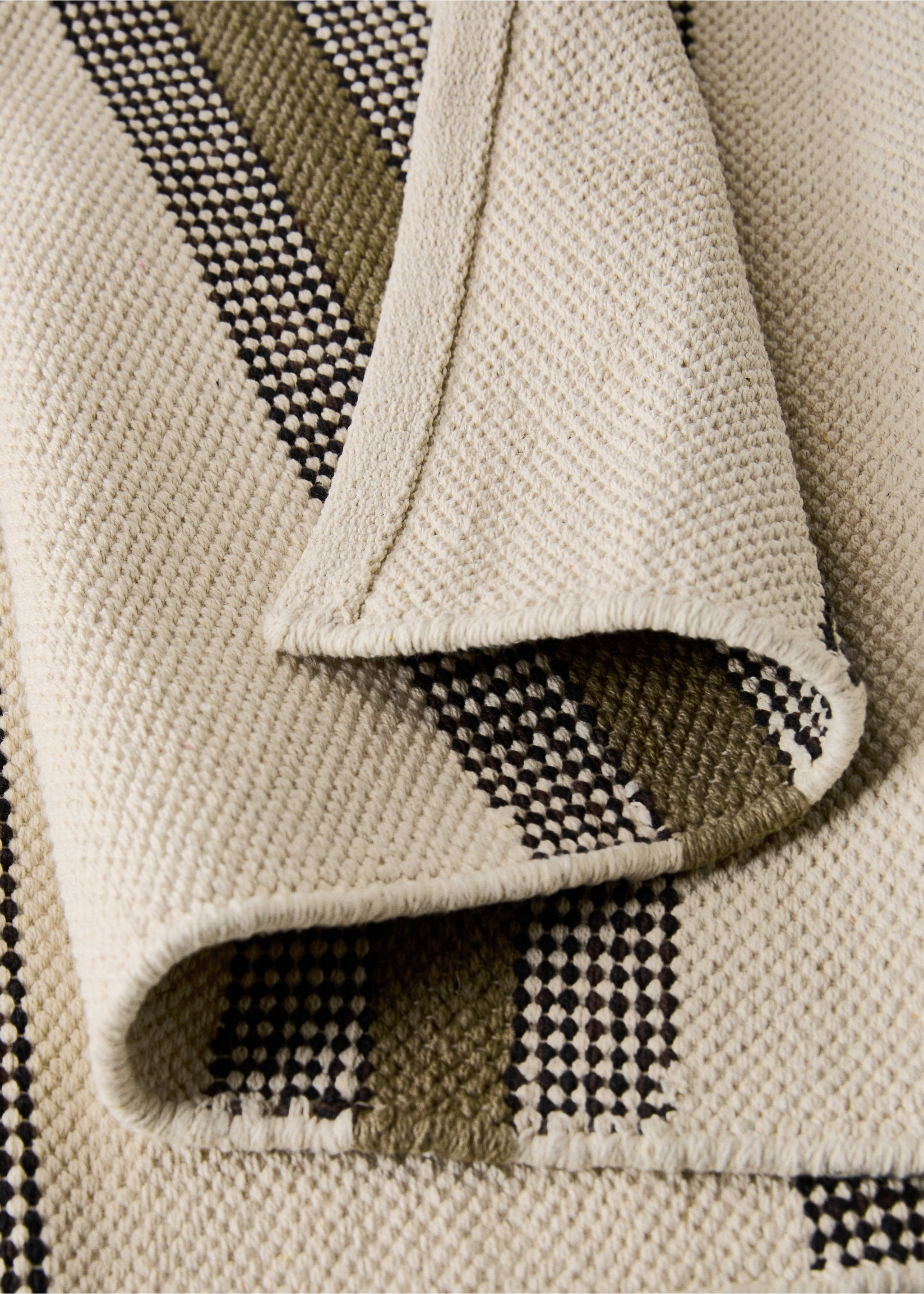 Бавовняний килим з смугастим дизайном - Детальніше про товар 1, Зелений. Ref: 17044785-00.