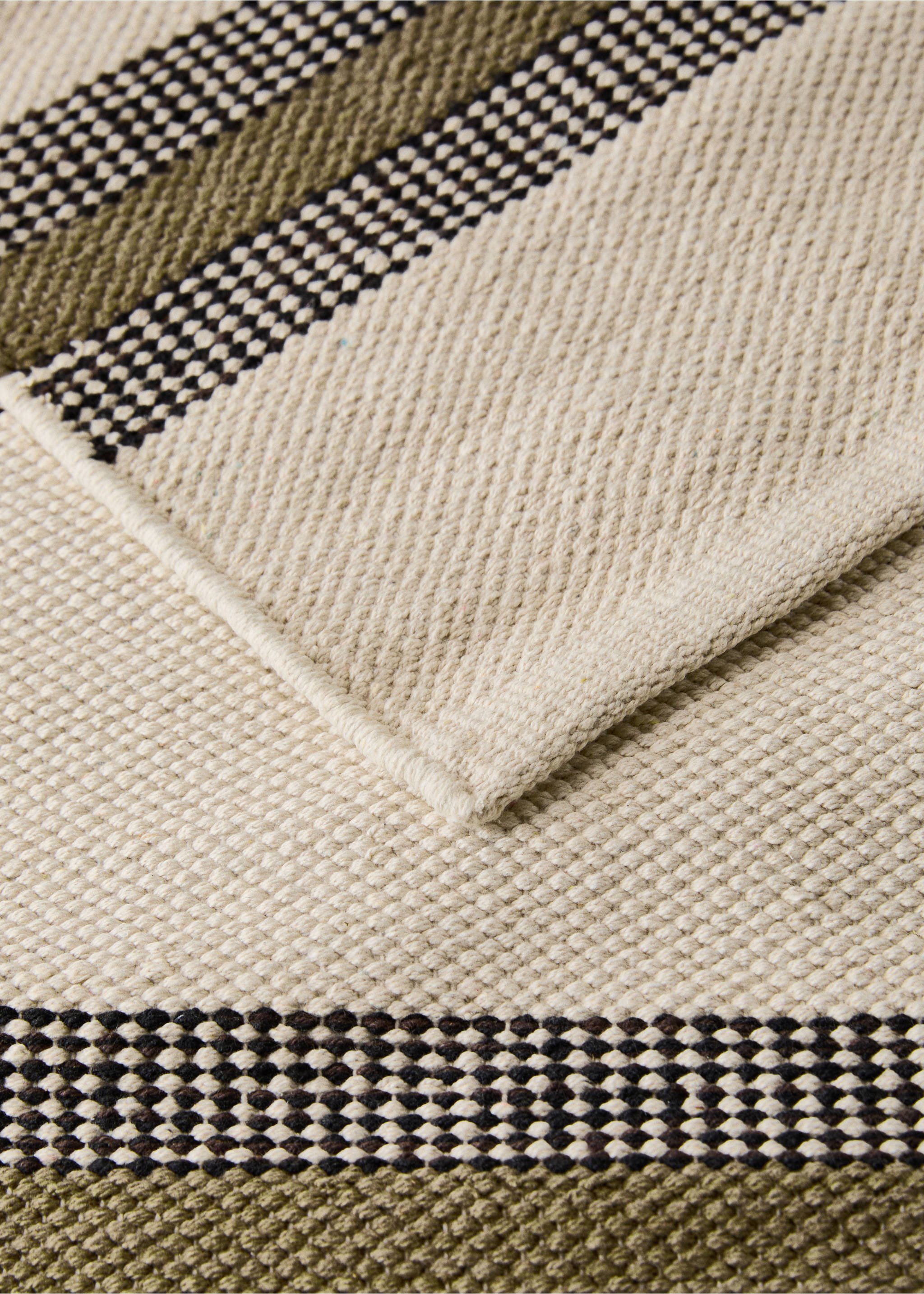 Бавовняний килим з смугастим дизайном - Детальніше про товар 2, Зелений. Ref: 17044785-00.