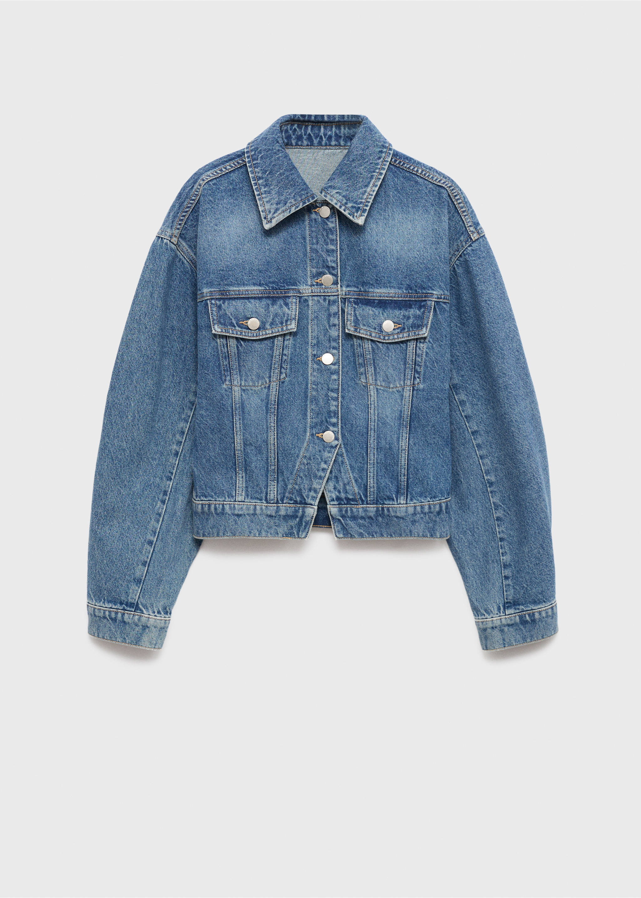 Fitted denim jacket with pockets - Article without model, Medium Blue. Ref: 17044788-00.