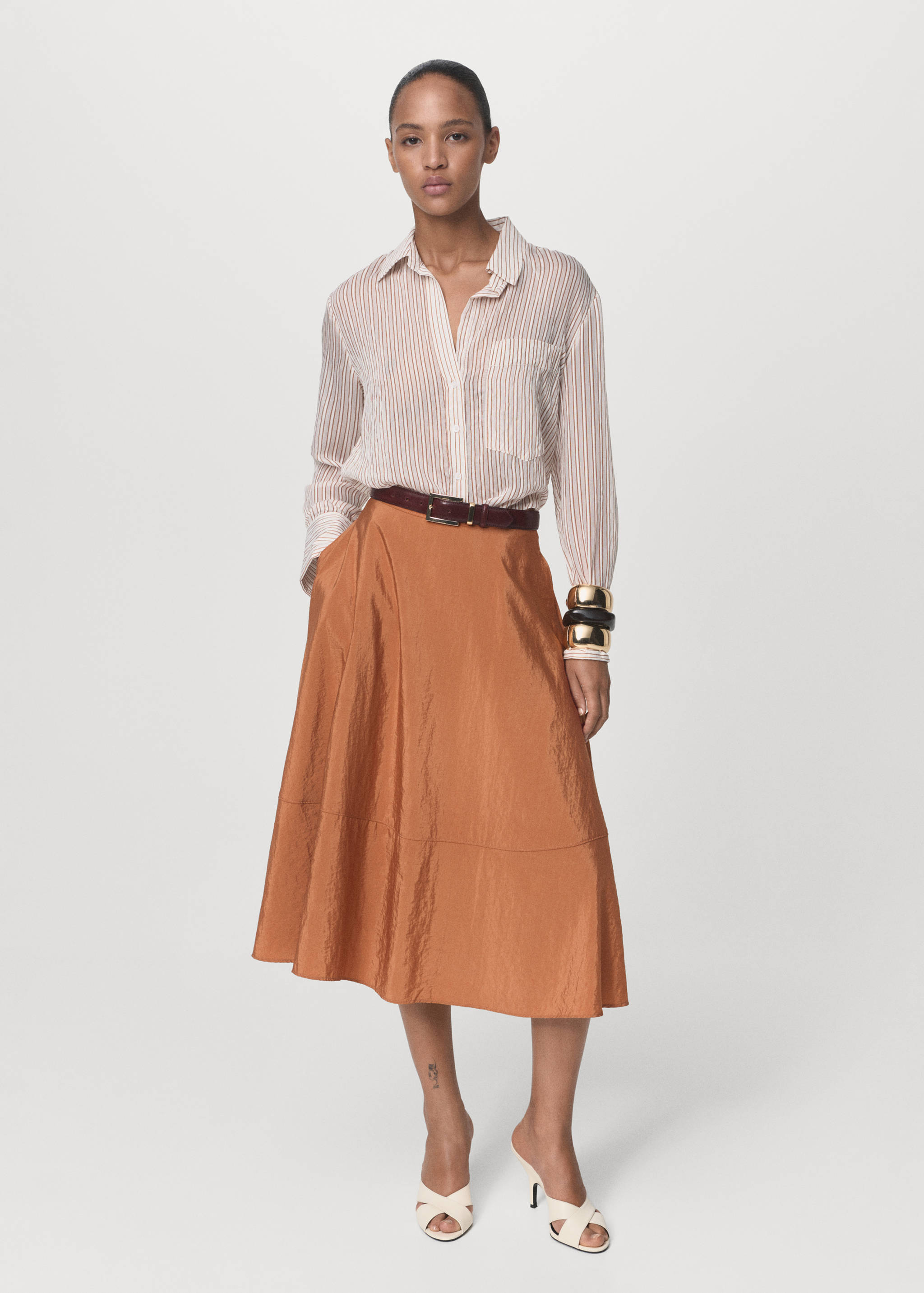 Midi satin skirt - General plane