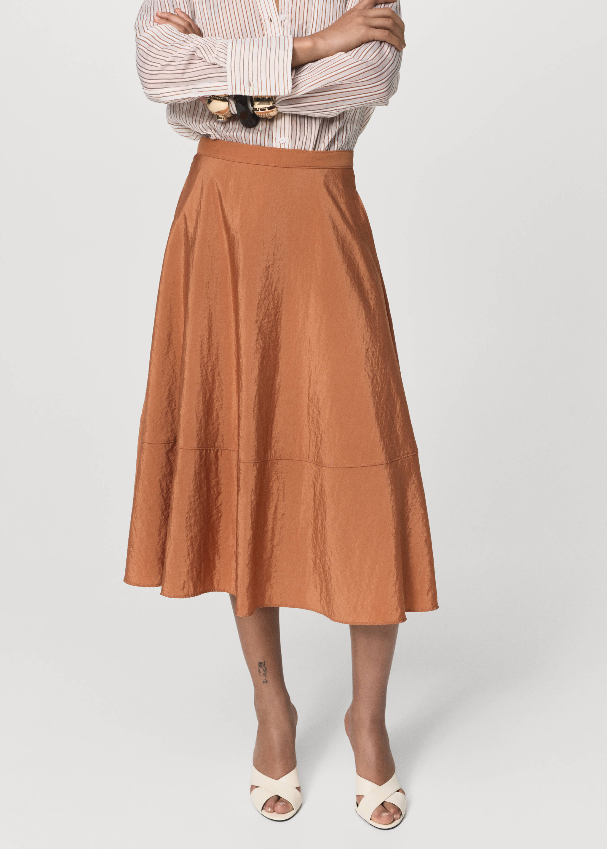 Midi satin skirt - Medium plane