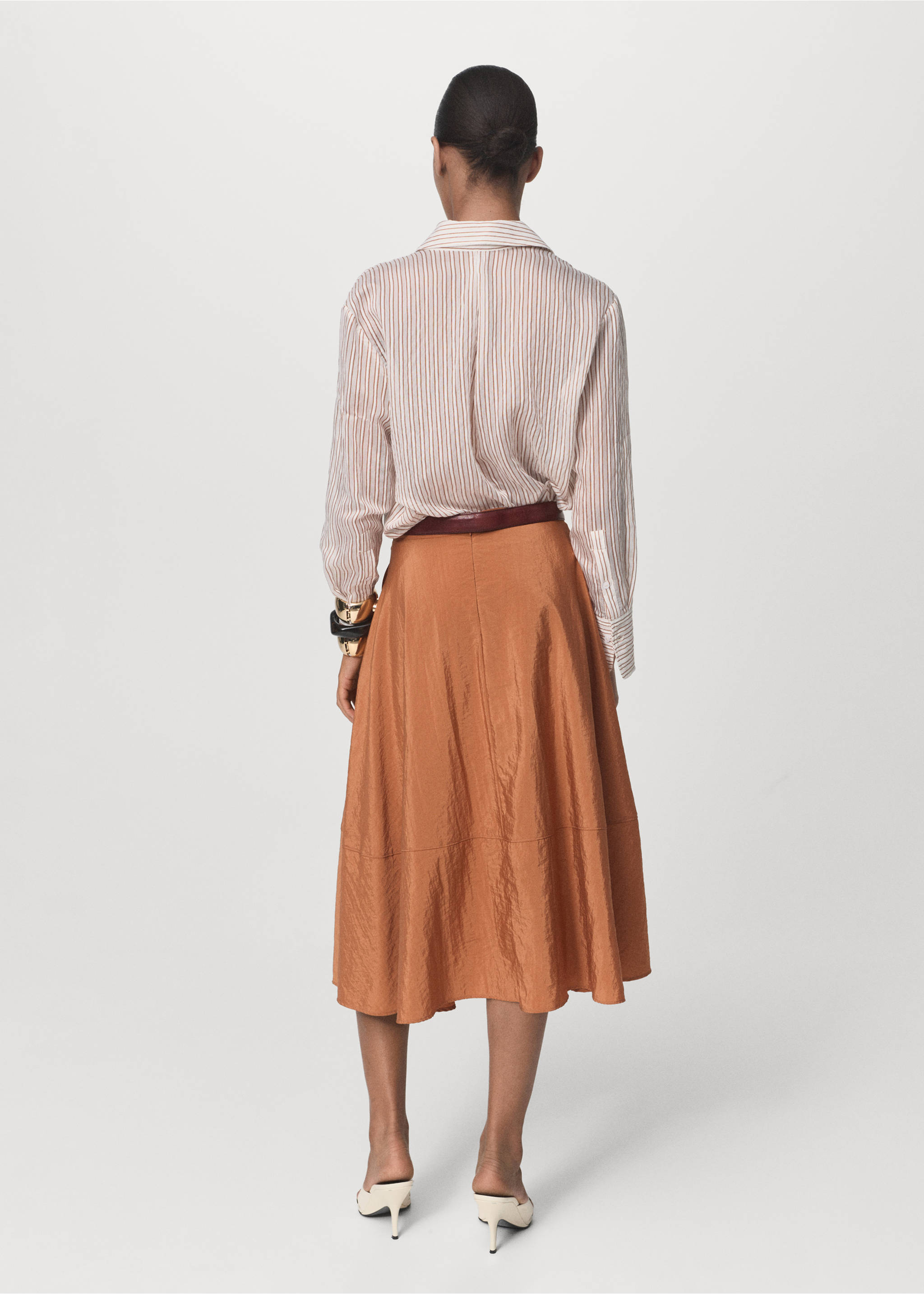 Midi satin skirt - Reverse of the article, Caramel. Ref: 17044789-00.