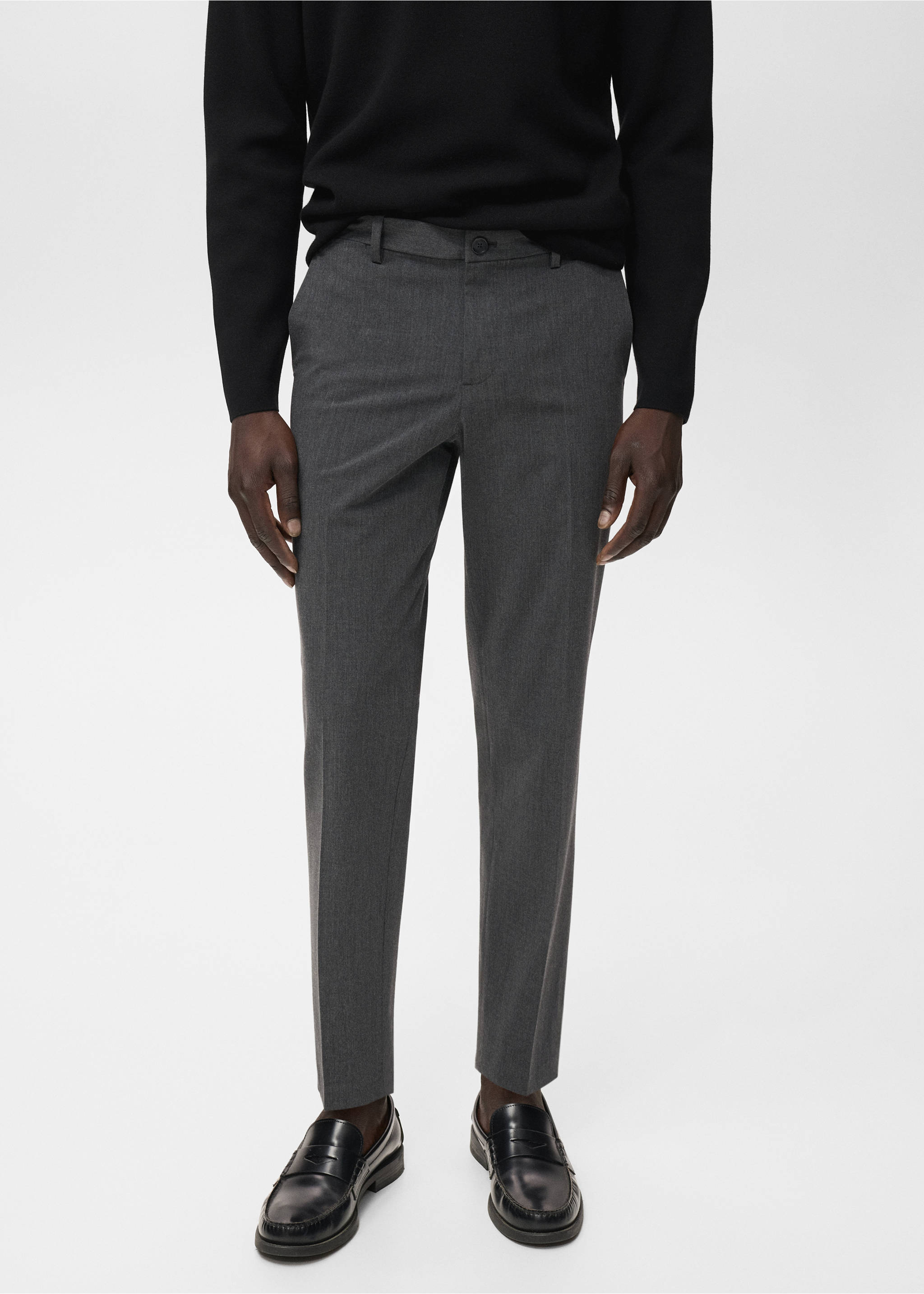 Bologna cropped slim-fit trousers - Medium plane, Grey. Ref: 17045140-00.