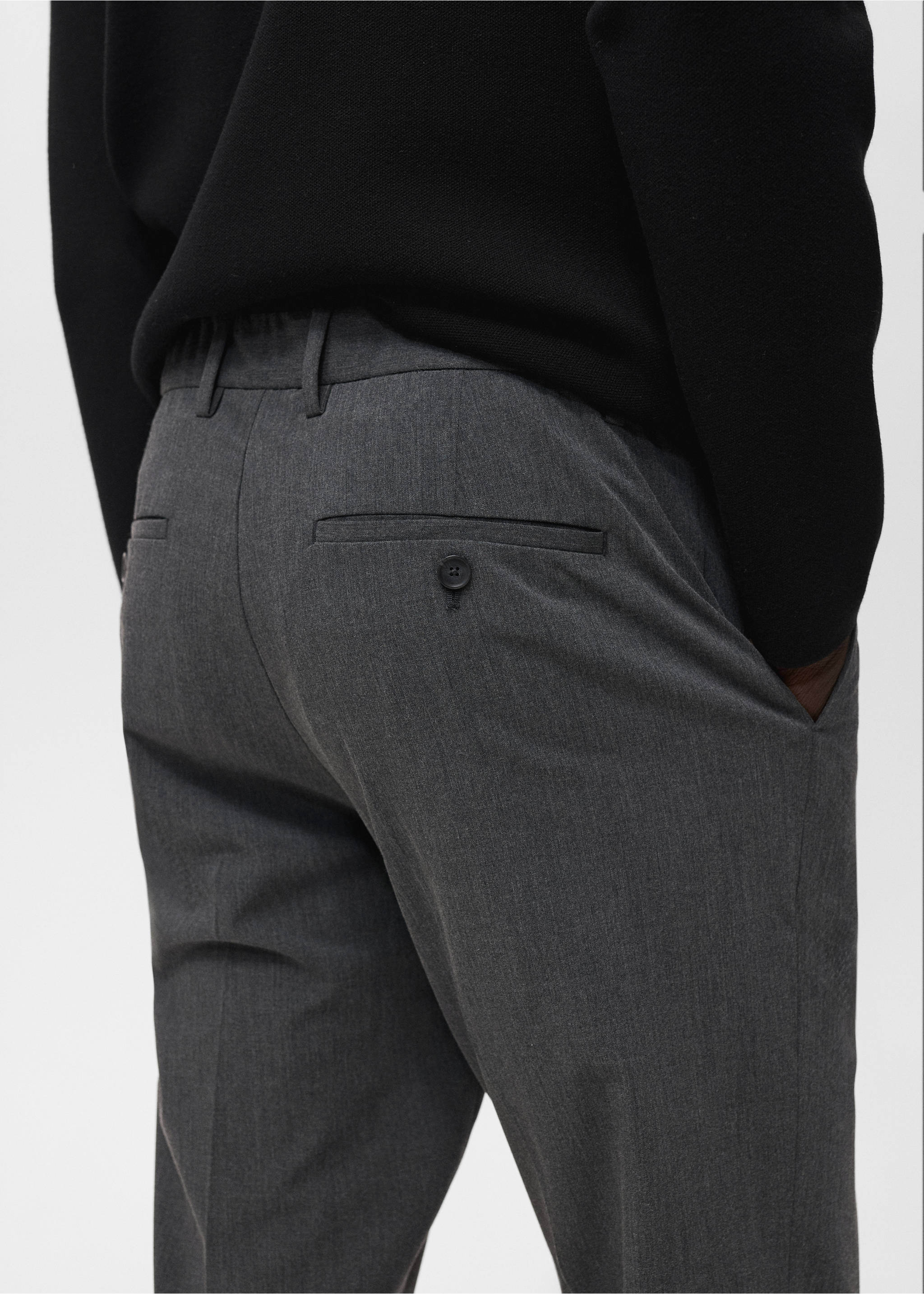 Bologna cropped slim-fit trousers - Details of the article 3, Grey. Ref: 17045140-00.