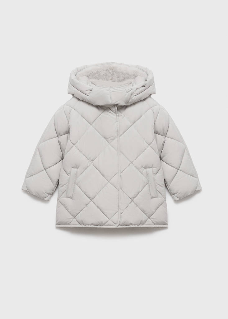 Hood puffer coat — Light/Pastel Grey