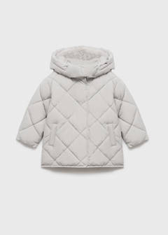 Hood puffer coat — Light/Pastel Grey 1