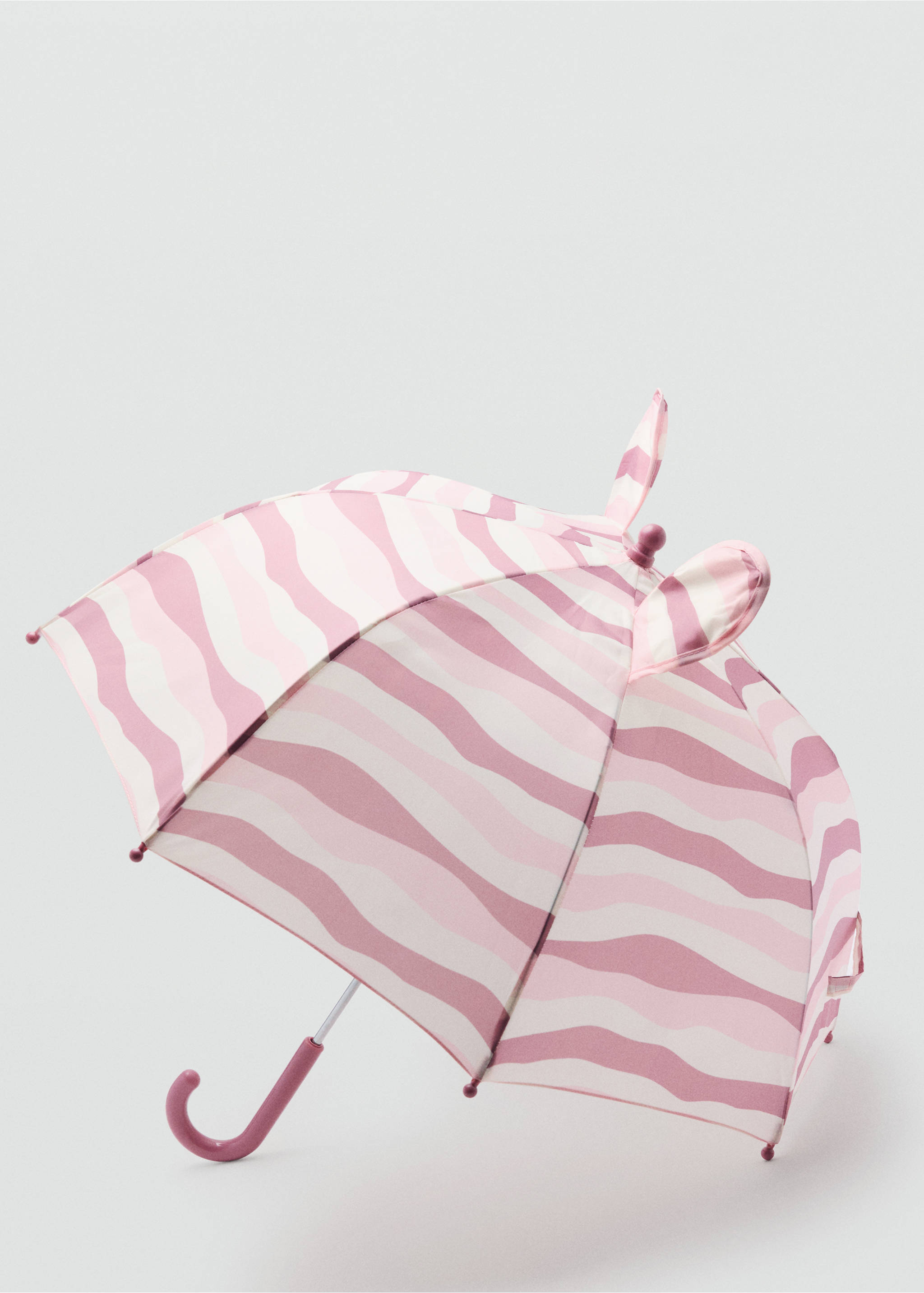 Striped umbrella with ears - Medium plane, Pale Pink. Ref: 17045145-00.