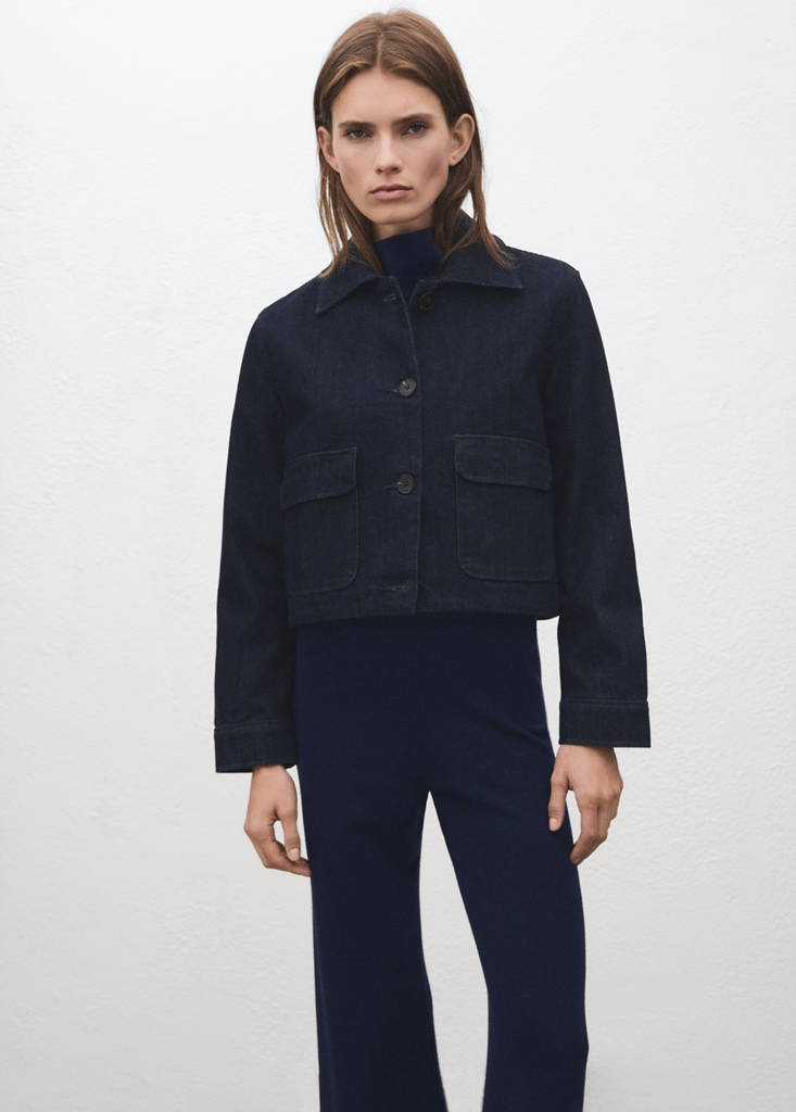 Straight knitted trousers — Navy