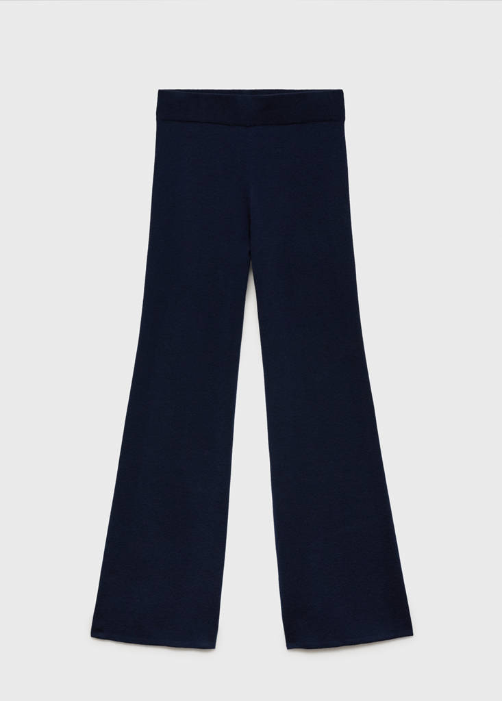 Straight knitted trousers — Navy