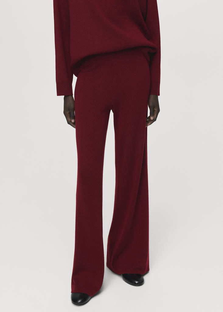Straight knitted trousers — Maroon