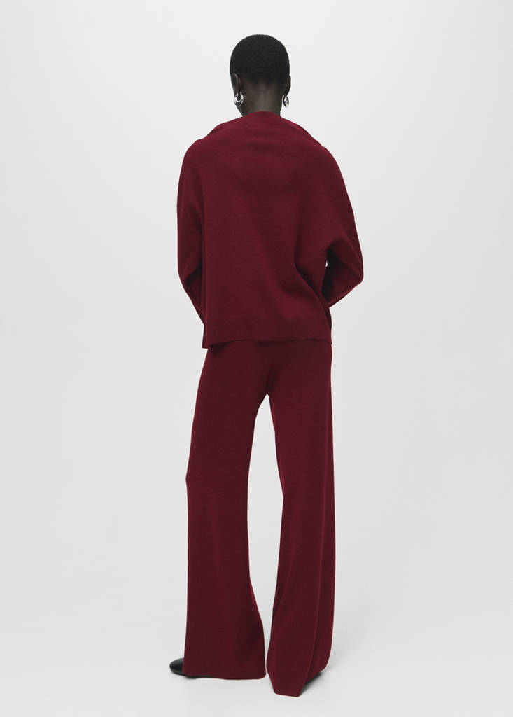 Straight knitted trousers — Maroon