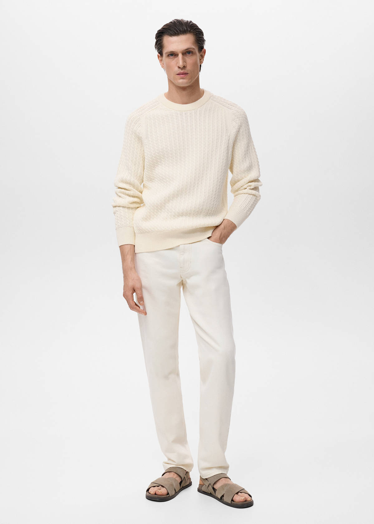 100% cotton braided sweater — Off White