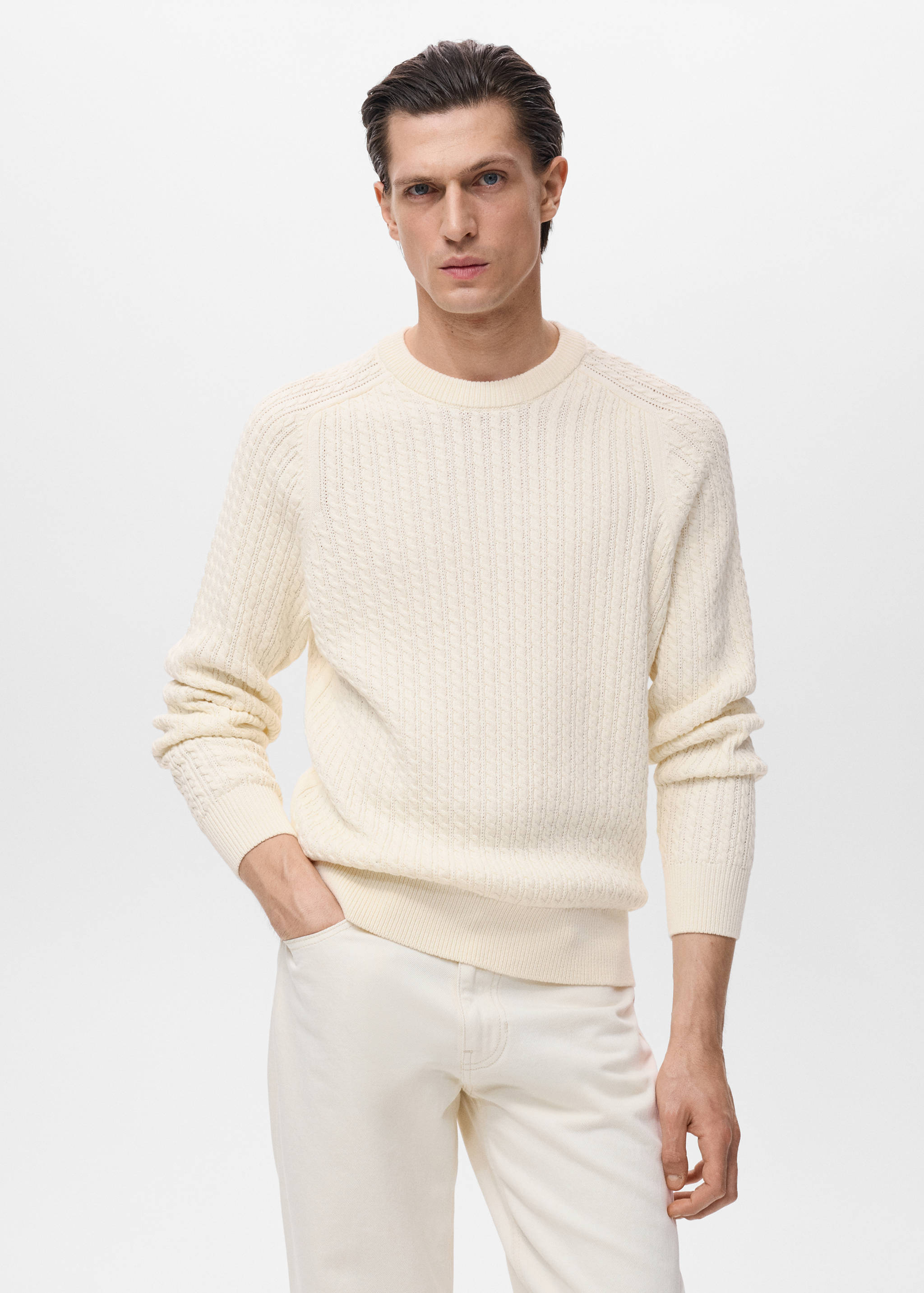 100% cotton braided sweater - Medium plane