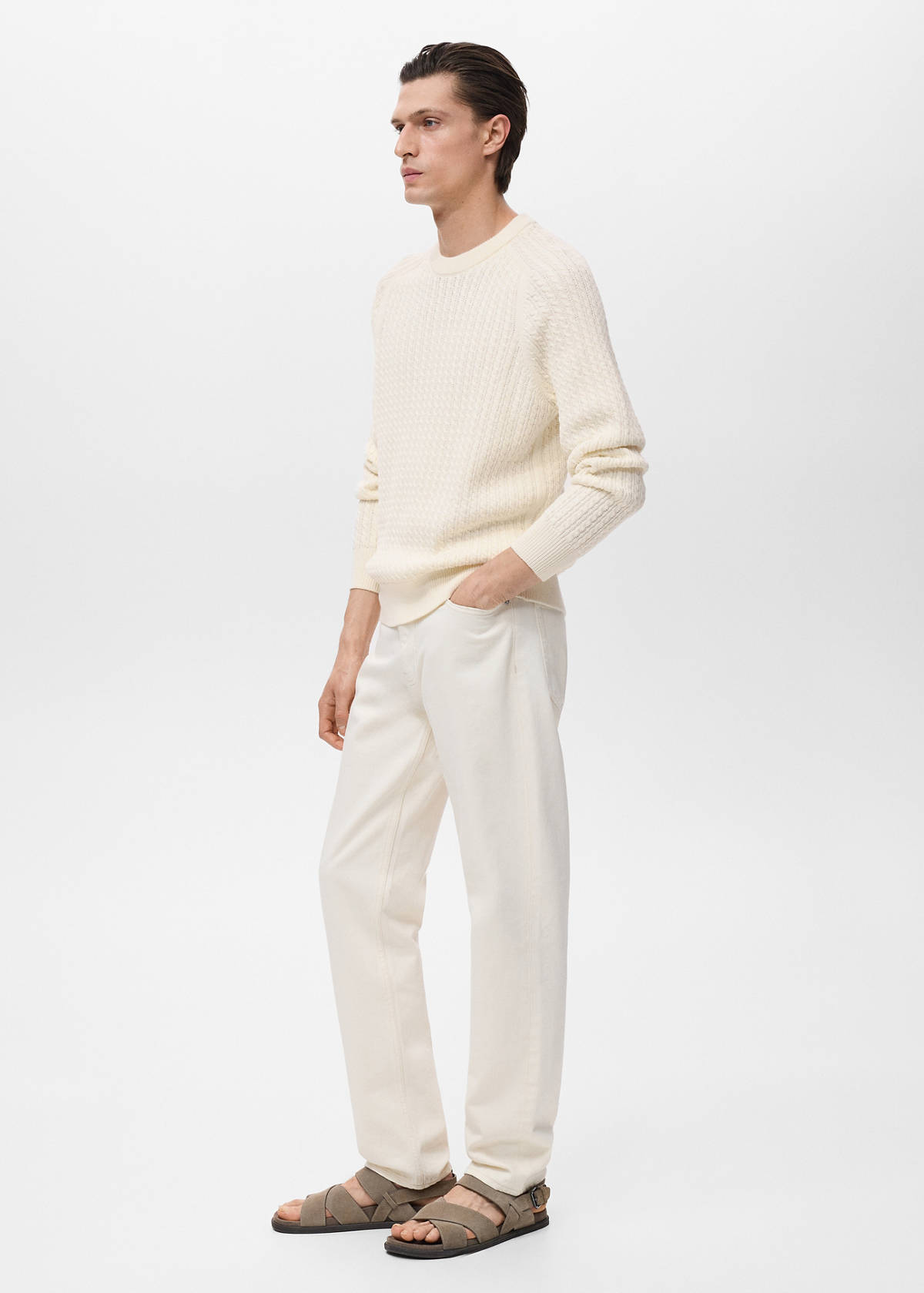 100% cotton braided sweater — Off White