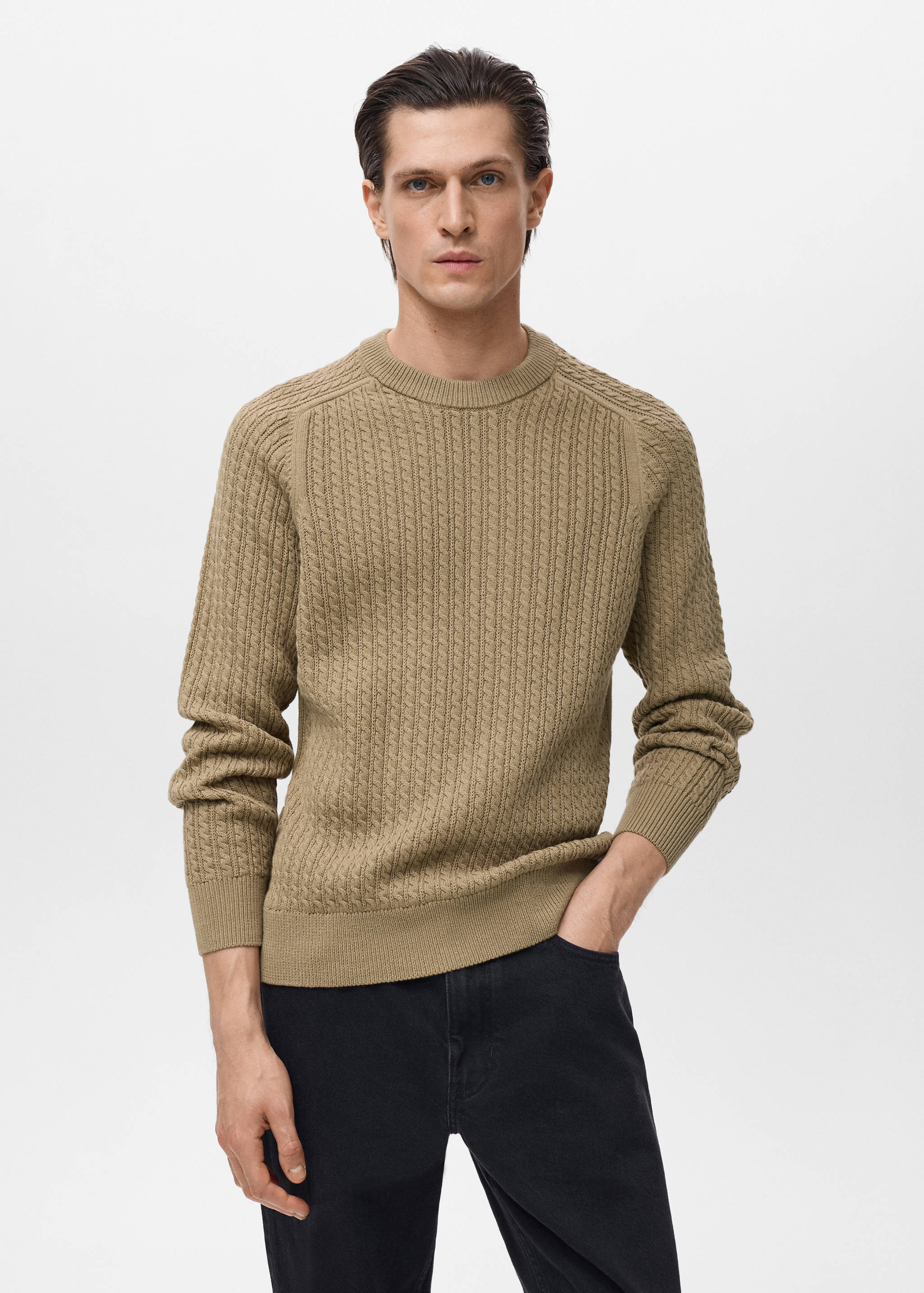 100% cotton braided sweater - Medium plane