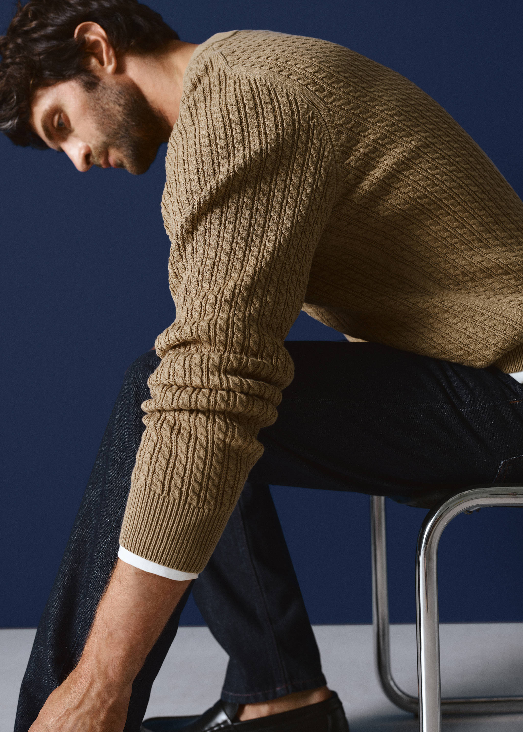 100% cotton braided sweater - Details of the article 3