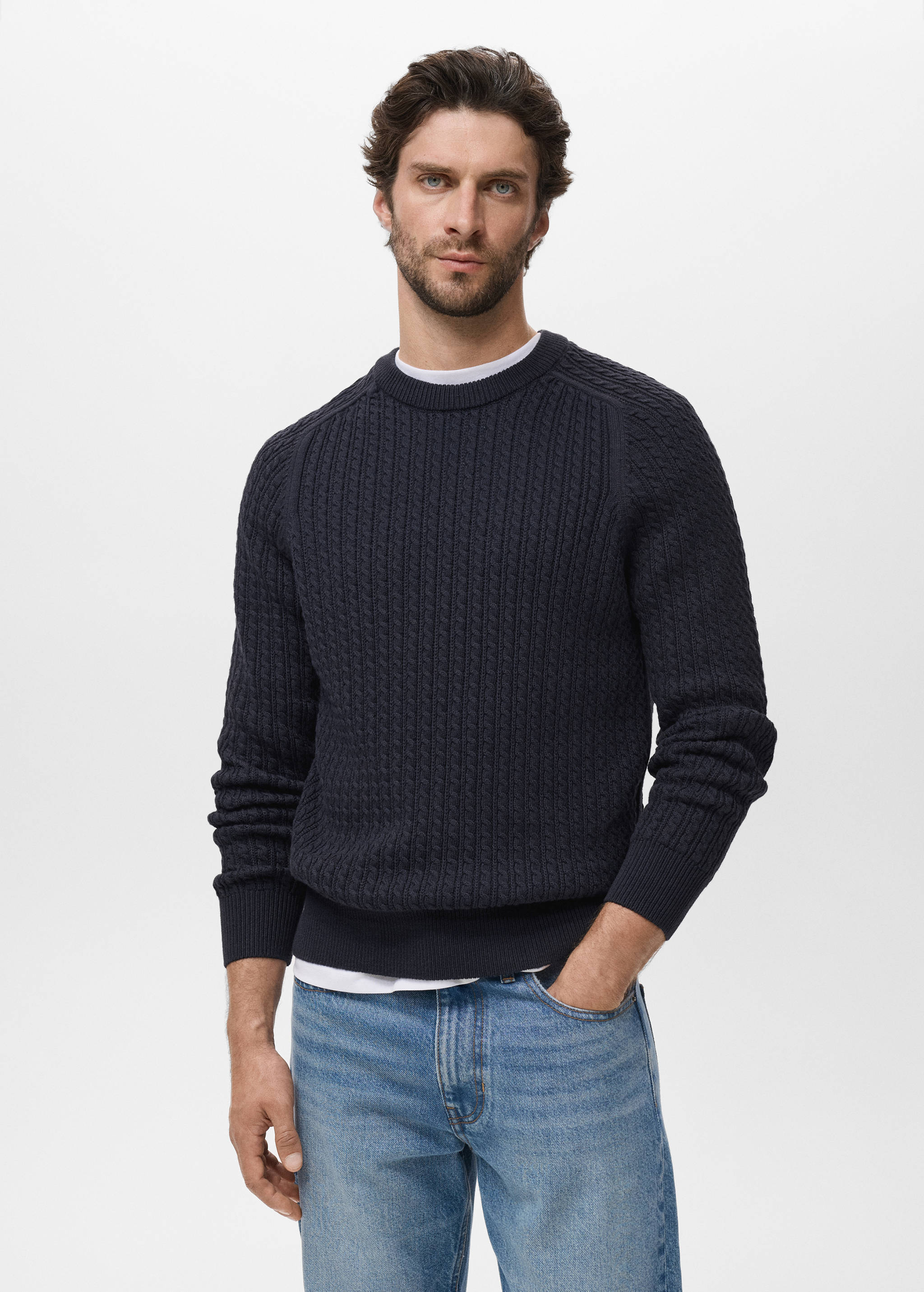 100% cotton braided sweater - Medium plane