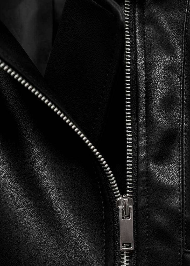 Leather-effect biker jacket — Black