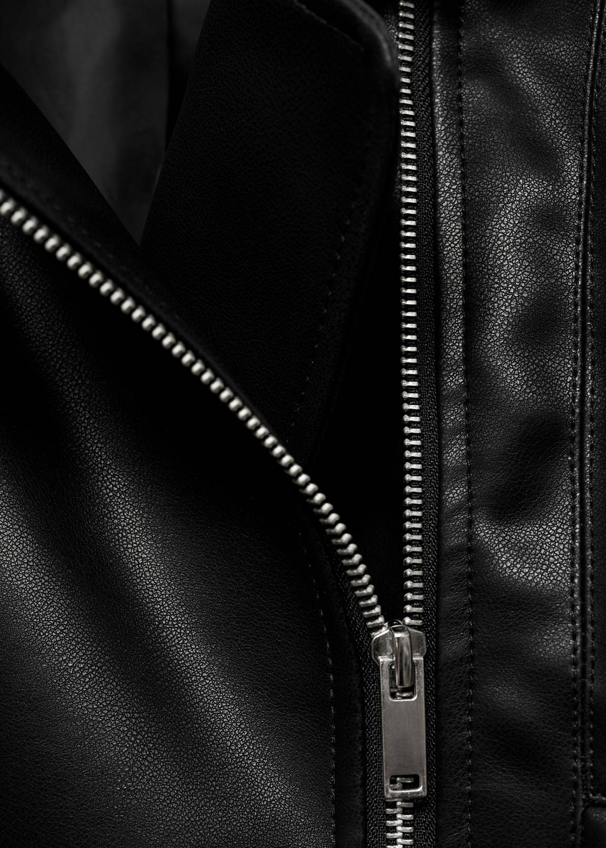 Leather-effect biker jacket — Black