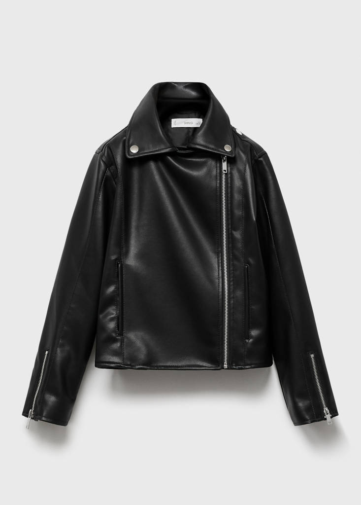 Leather-effect biker jacket — Black