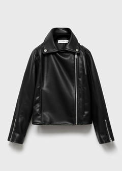Leather-effect biker jacket — Black 1
