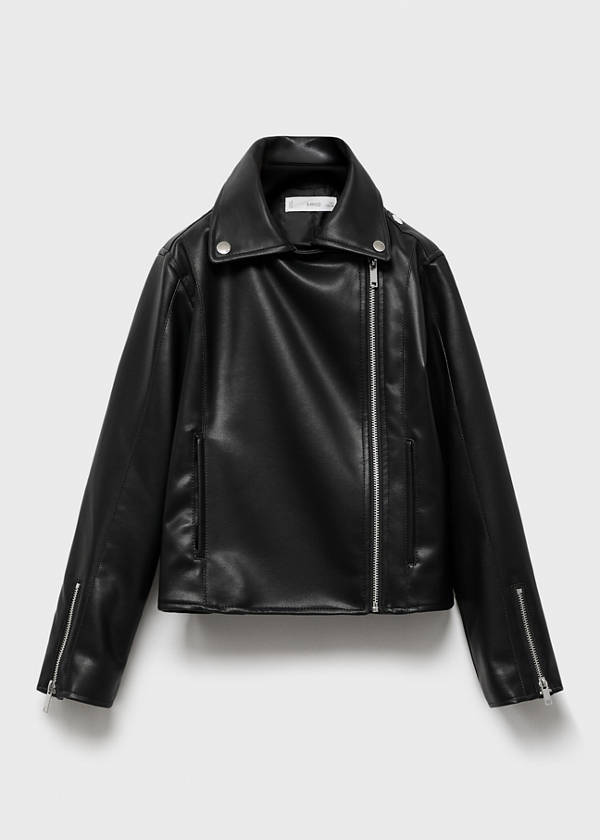 Leather-effect biker jacket — Black