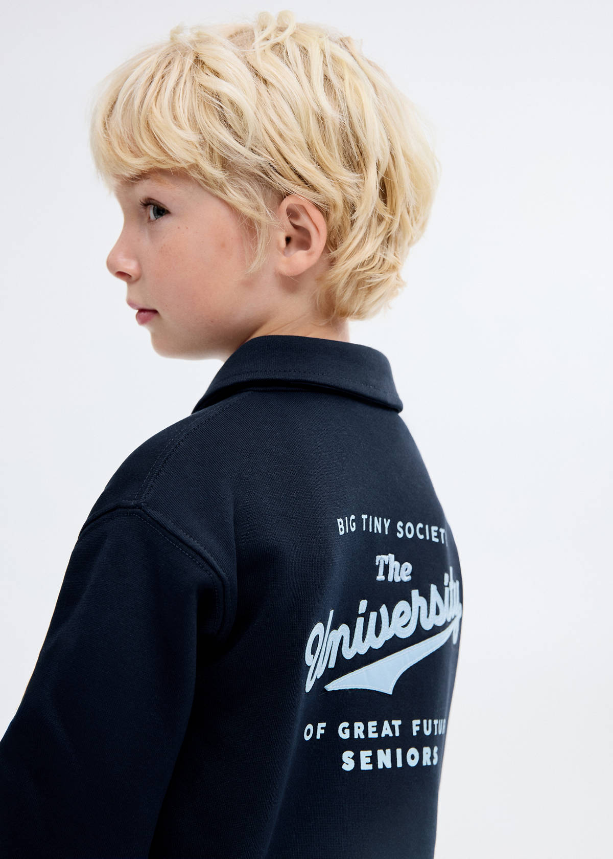 100% cotton polo-style sweatshirt — Navy