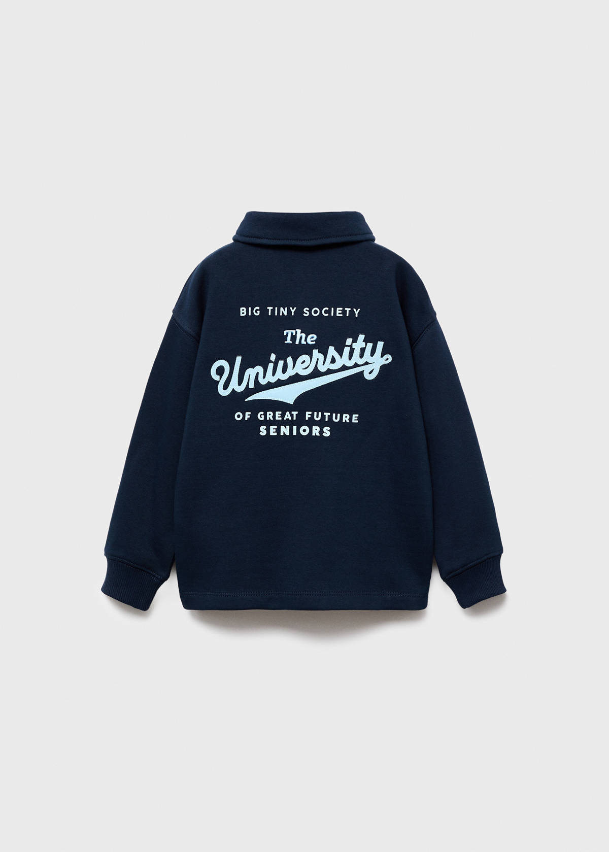 100% cotton polo-style sweatshirt — Navy