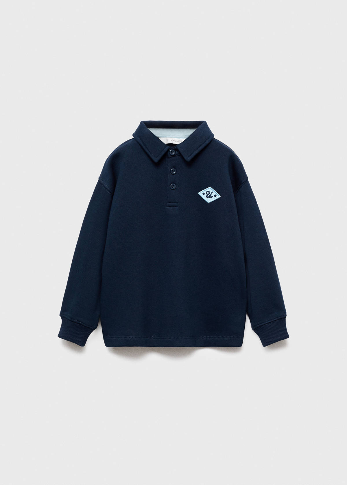 100% cotton polo-style sweatshirt — Navy