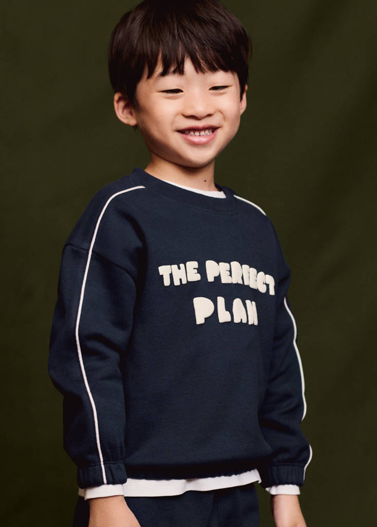 Printed embossed sweatshirt — Navy