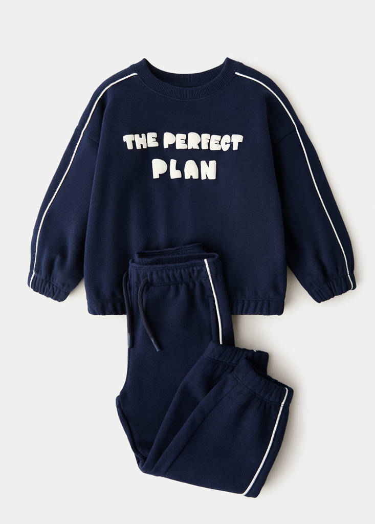 Printed embossed sweatshirt — Navy