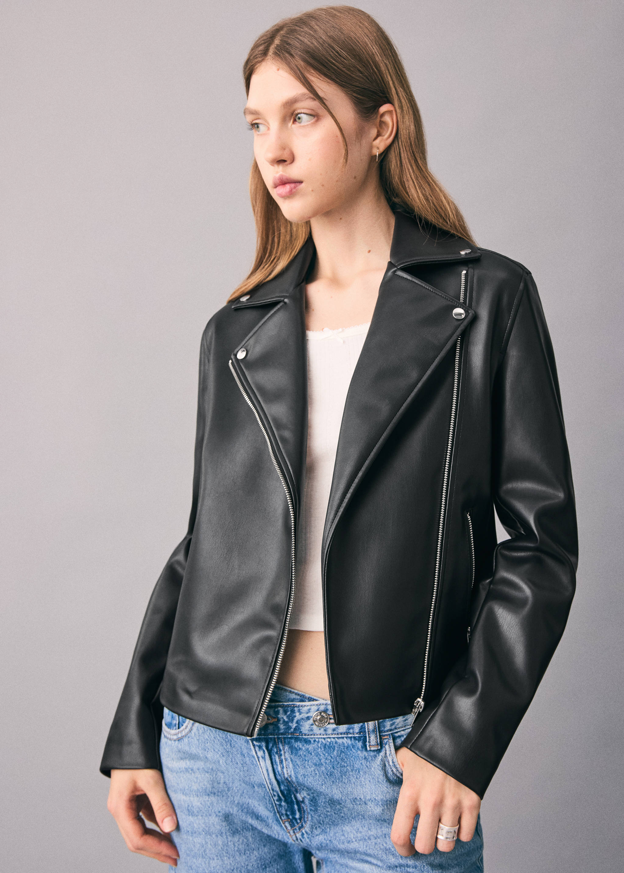 Leather-effect biker jacket - Medium plane