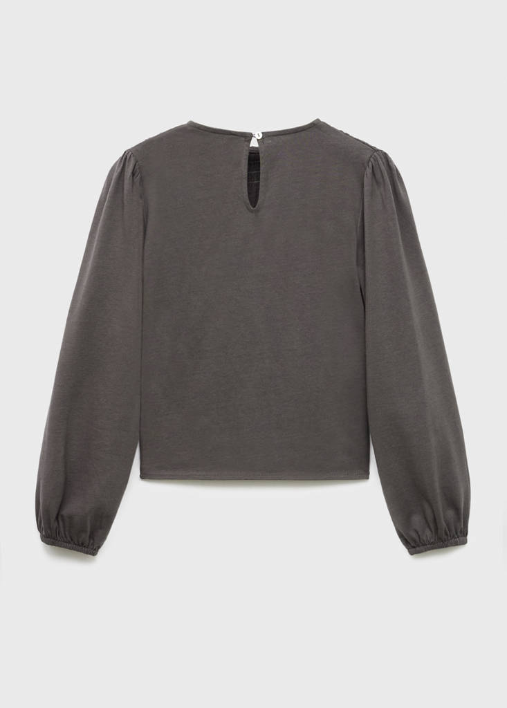 Long-sleeved t-shirt with ruffles — Charcoal