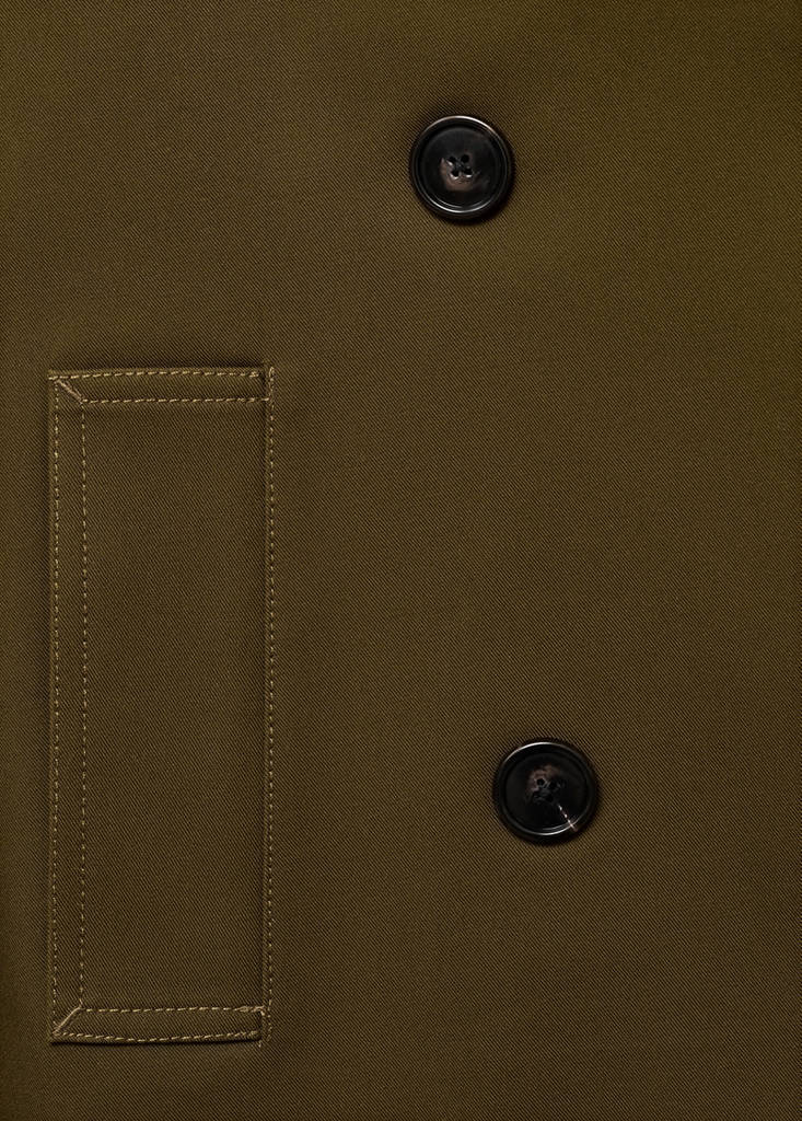 Oversized short double-breasted trench coat — Khaki