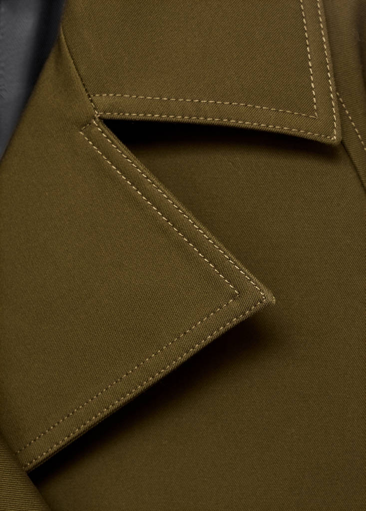 Oversized short double-breasted trench coat — Khaki