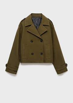 Oversized short double-breasted trench coat — Khaki 7