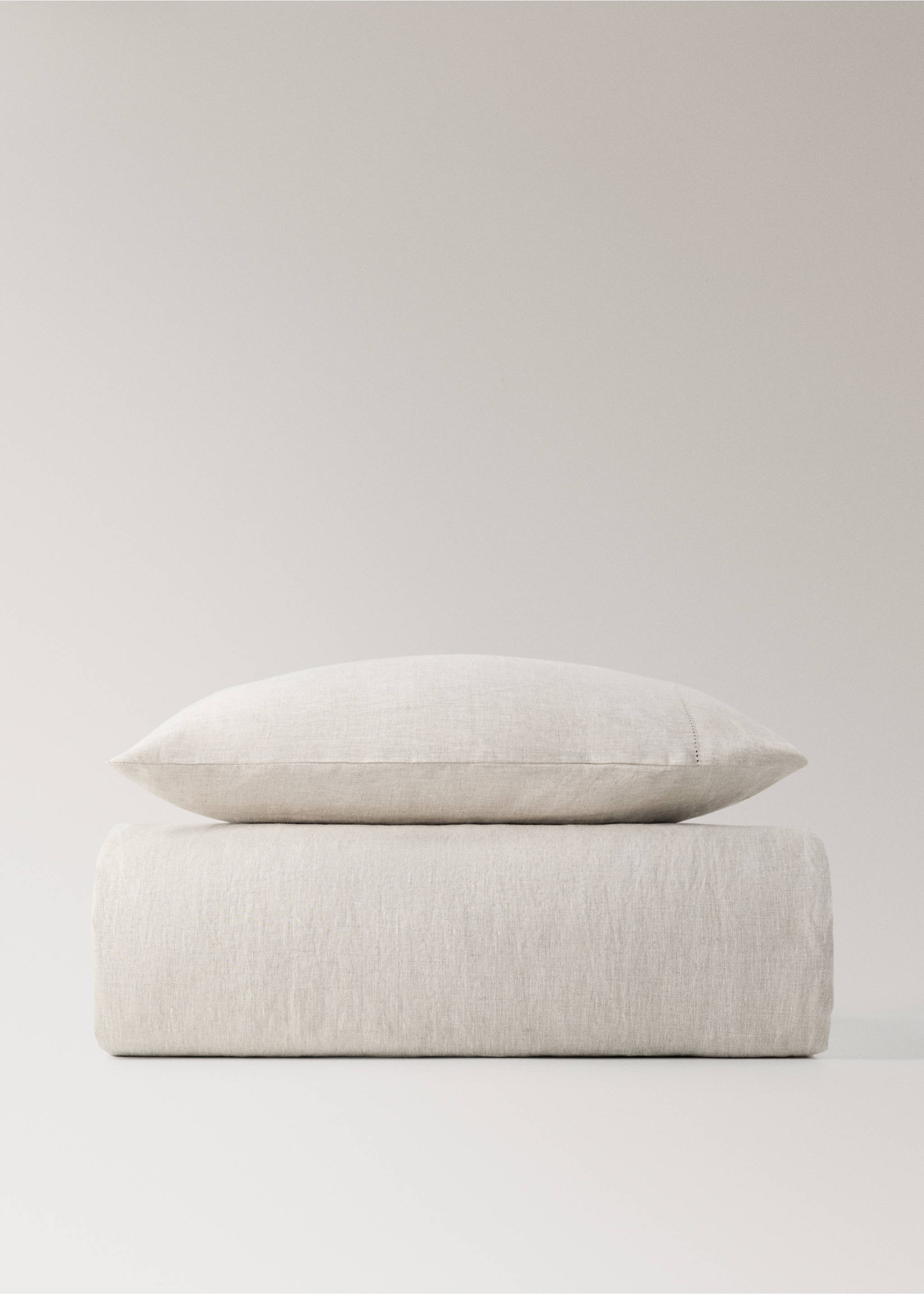 Washed linen duvet cover for cot - Article without model, Beige. Ref: 17045165-00.