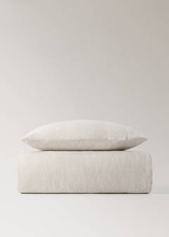 Washed linen duvet cover for cot — Beige 5